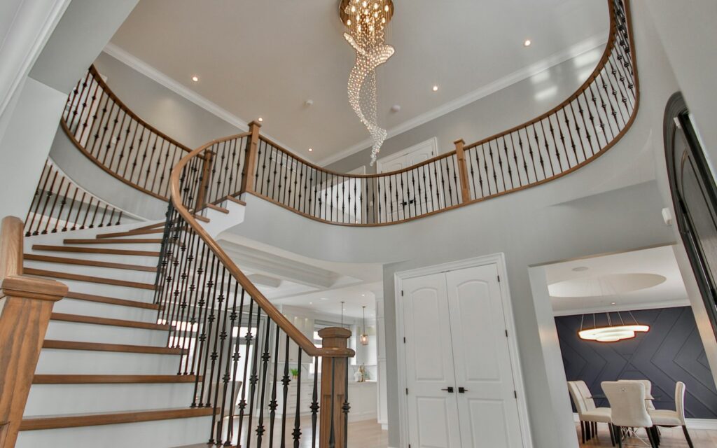 Grand staircase and chandelier in a private estate home